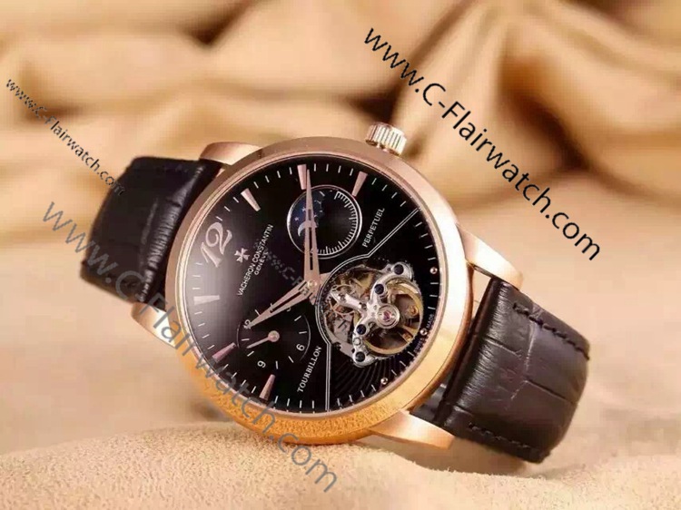 Vacheron Constantin Replica Watch Tourbillon Rose gold&black Vacheron Constantin Replica Watch Tourbillon Rose gold&black